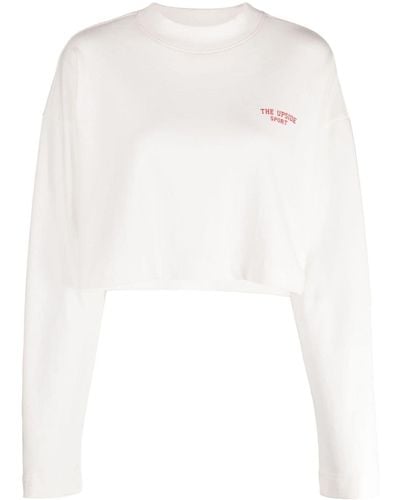 The Upside Courtsport Sabine Cropped Cotton Sweatshirt - White