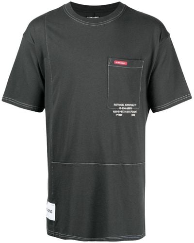 Izzue Contrast-stitching Cotton T-shirt - Black