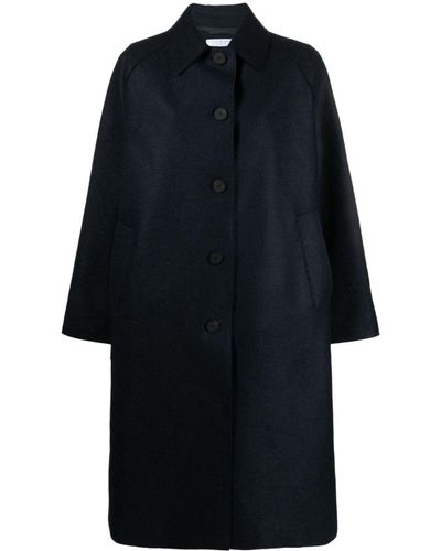 Harris Wharf London Manteau en laine vierge à simple boutonnage - Bleu