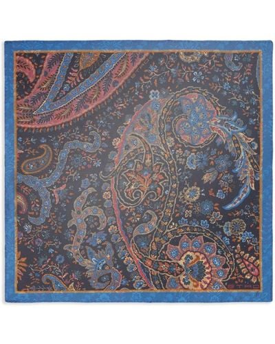Etro Seidenschal mit Paisley-Print - Blau