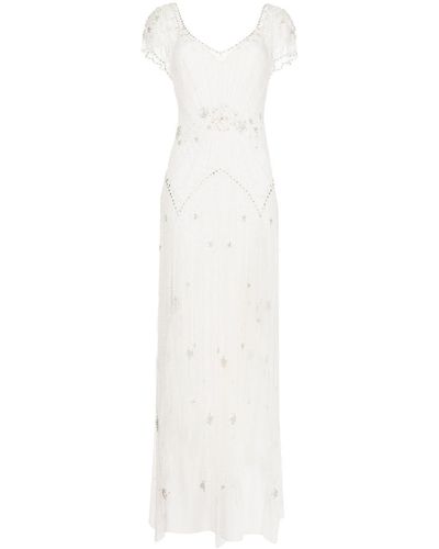 Jenny Packham Robe longue Kenzy à ornements en cristal - Blanc
