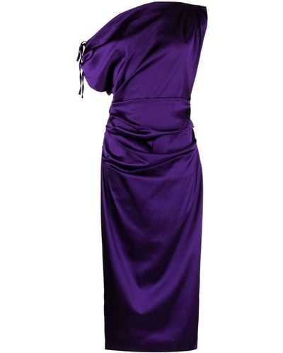 Talbot Runhof Robe courte en satin à fronces - Violet