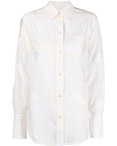 Victoria Beckham Jacquard Long-sleeve Shirt - White