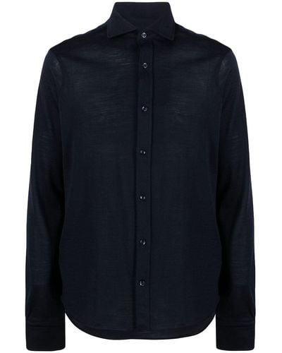 Paul & Shark Long-sleeve Jersey Wool Shirt - Blue