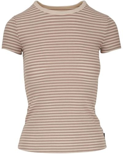 AG Jeans Striped Fine-ribbed T-shirt - Natural