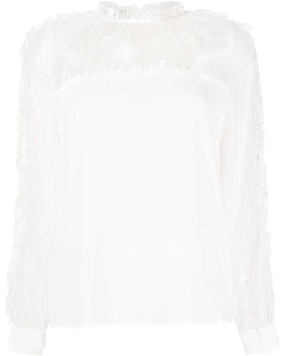 Pinko Chantilly-lace Long-sleeved Blouse - White
