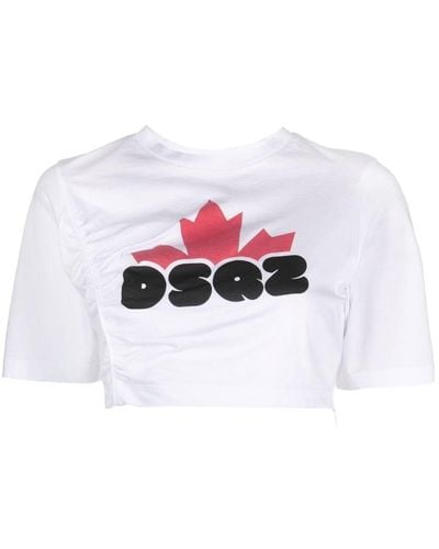 DSquared² T-shirt crop à imprimé DSQ2 - Blanc