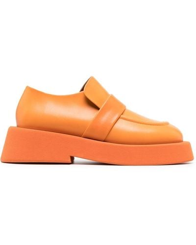 Marsèll Gommellone Square Toe Leather Loafers - Orange