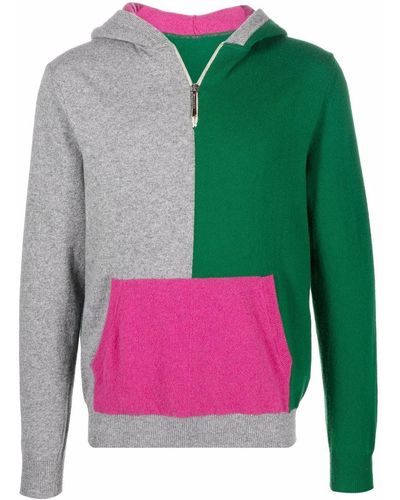 Mackintosh Colour-block Knitted Hoodie - Green