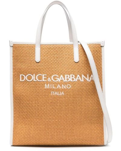 Dolce & Gabbana Bolso shopper con logo bordado - Neutro