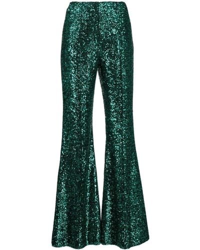 Elie Saab Pantalon évasé à paillettes - Vert