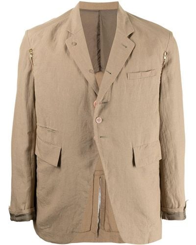 Undercover Button-front Linen Blazer - Natural