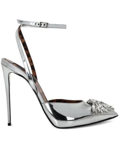 Philipp Plein Mirror 100mm Crystal-embellished Court Shoes - White