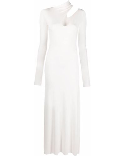 MANURI Cut-out Detail Long-sleeve Dress - White