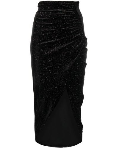 Patrizia Pepe Gathered Glitter Asymmetric Skirt - Black
