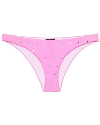 DSquared² Crystal-embellished Velvet Bikini Bottom - Pink
