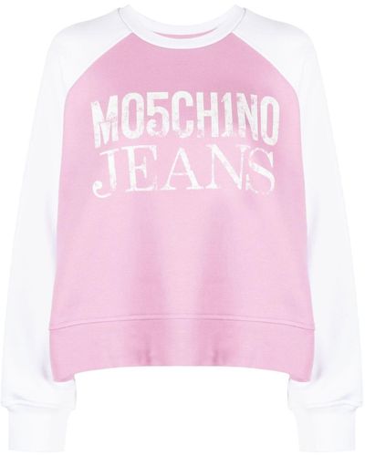 Moschino Jeans Sweat en coton à logo imprimé - Rose