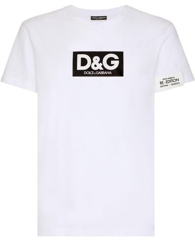 Dolce & Gabbana T-shirt en coton à patch logo - Blanc