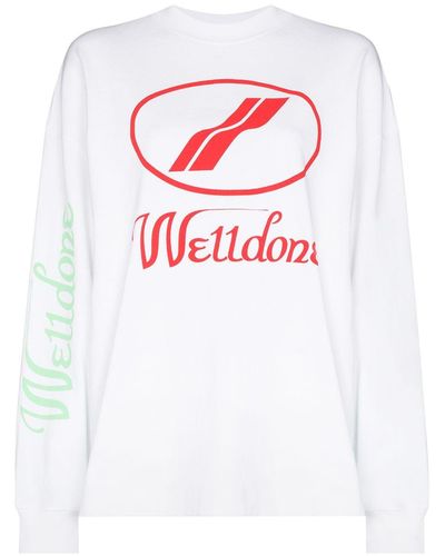 we11done Sweatshirt mit Logo-Print - Weiß