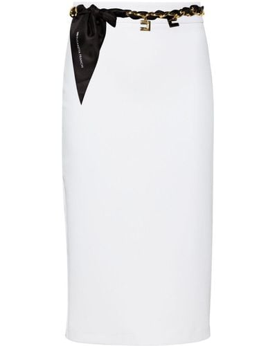 Elisabetta Franchi Pencil Crepe Midi Skirt - White