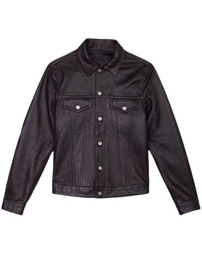 Purple Brand Button-up Leather Shirt Jacket - Blue