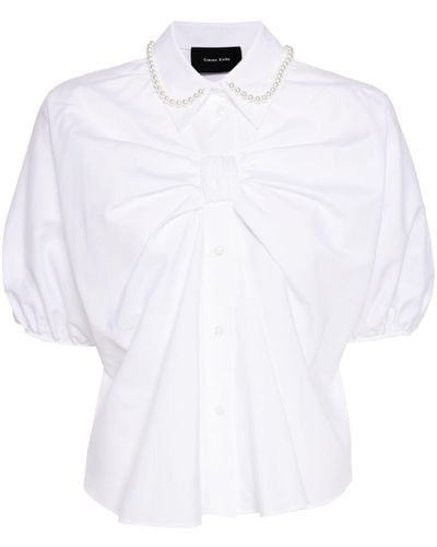 Simone Rocha Camisa con detalle de perlas - Blanco
