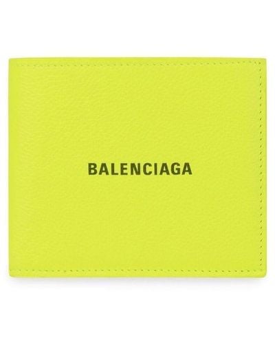 Balenciaga Cartera plegable con logo estampado - Amarillo