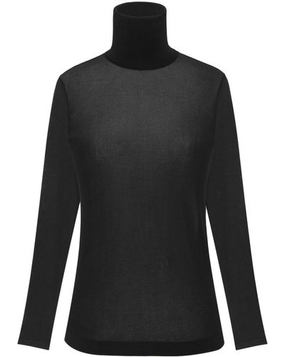 Saint Laurent Roll-neck Long-sleeved Top - Black