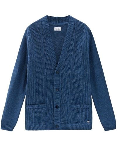 Woolrich Ribbed-knit V-neck Cardigan - Blue