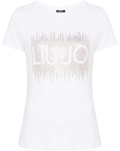 Liu Jo Rhinestone-embellished Jersey T-shirt - White