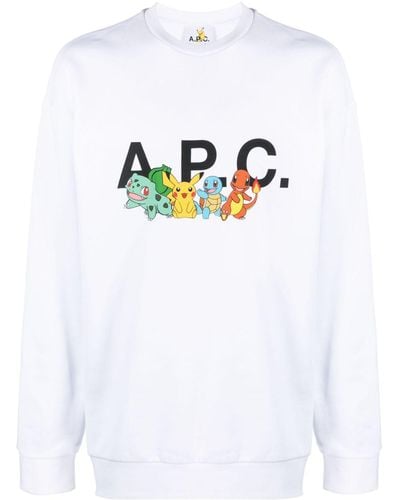 A.P.C. X Pokémon Sweatshirt mit Logo-Print - Weiß