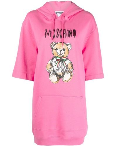 Moschino Teddy Bear-print Organic Cotton Minidress - Pink
