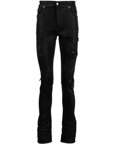 Amiri Wax Logo Skinny Jeans - Black