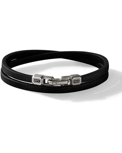David Yurman Streamline Double Wrap Leather Bracelet - Black