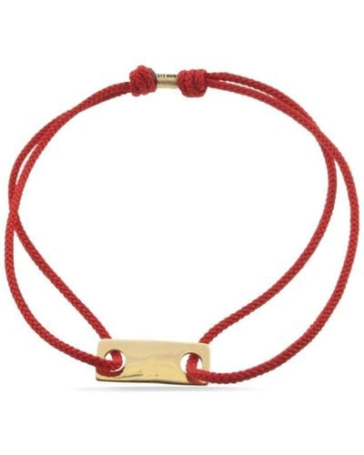 Luis Morais Bracelet en cordes fine à plaque logo - Blanc