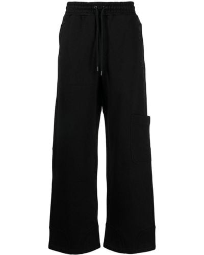 Trussardi Pantalones de chándal con bordado Levriero - Negro