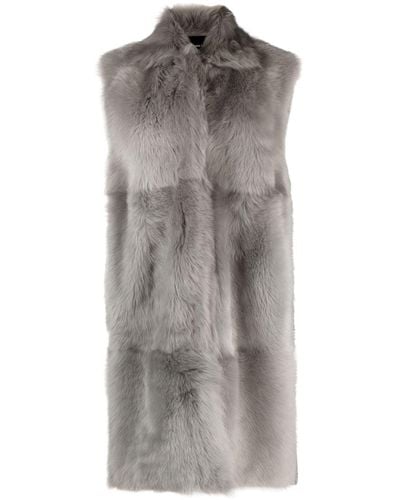 Fabiana Filippi Mantel mit Faux Fur - Grau