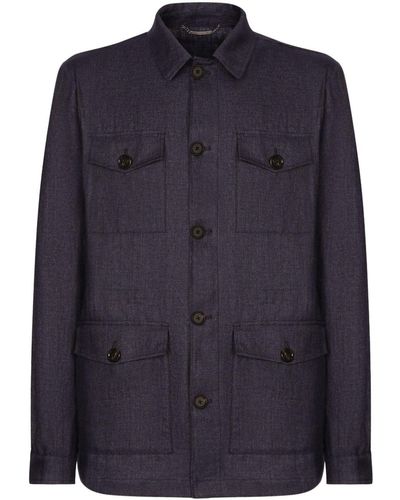 Dolce & Gabbana Button-down Linen Shirt Jacket - Blue