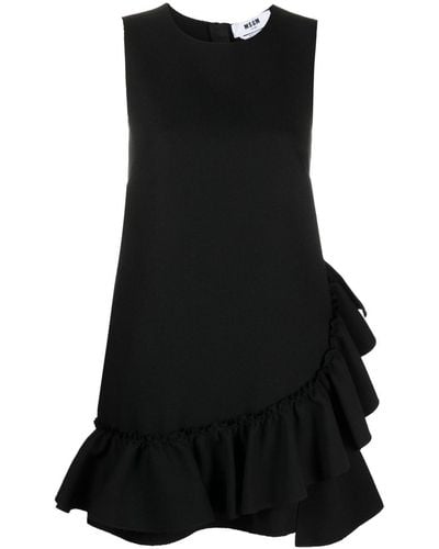 MSGM Ruffled Sleeveless Minidress - Black