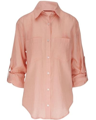 Veronica Beard Gil Linen Shirt - Pink