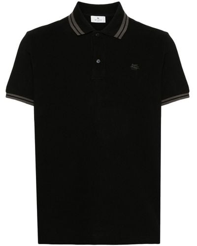 Etro Pegaso Cotton Polo Shirt - Black