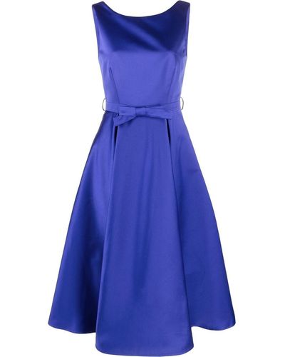 P.A.R.O.S.H. Bow-detail Satin Midi Dress - Blue