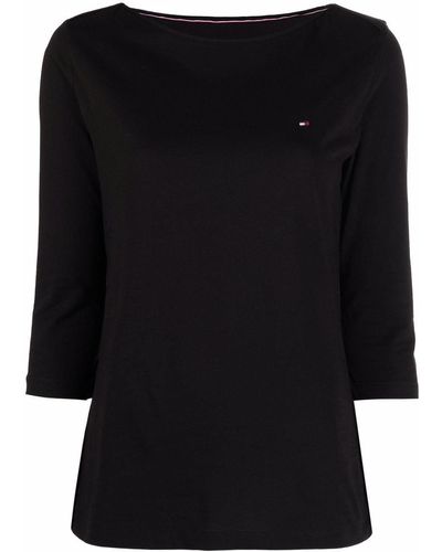 Tommy Hilfiger Camiseta de punto con logo bordado - Negro