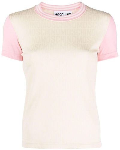 Moschino T-shirt con logo jacquard - Rosa