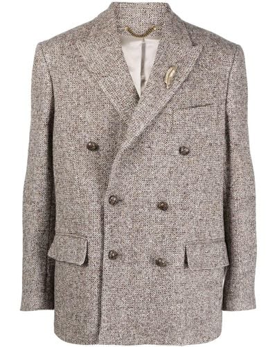 Golden Goose Double-breasted Chevron-knit Blazer - Brown