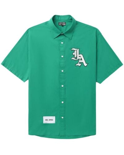 Izzue Camisa con botones y aplique del logo - Verde