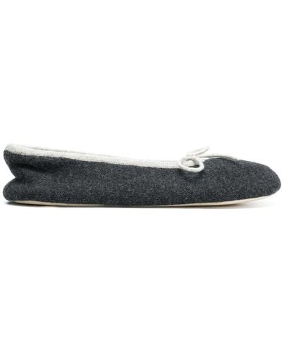 N.Peal Cashmere Bow Tie Slippers - Grey