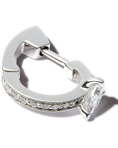Repossi 18k White Gold Serti Sur Vide Diamond Earring - Metallic