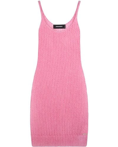 DSquared² Scoop-neck Ribbed Minidress - Pink