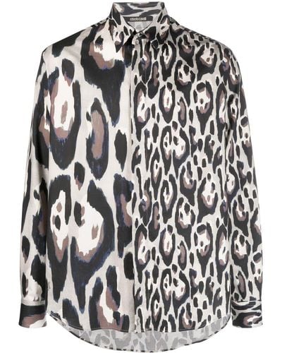 Roberto Cavalli Jaguar-print Cotton Shirt - Black